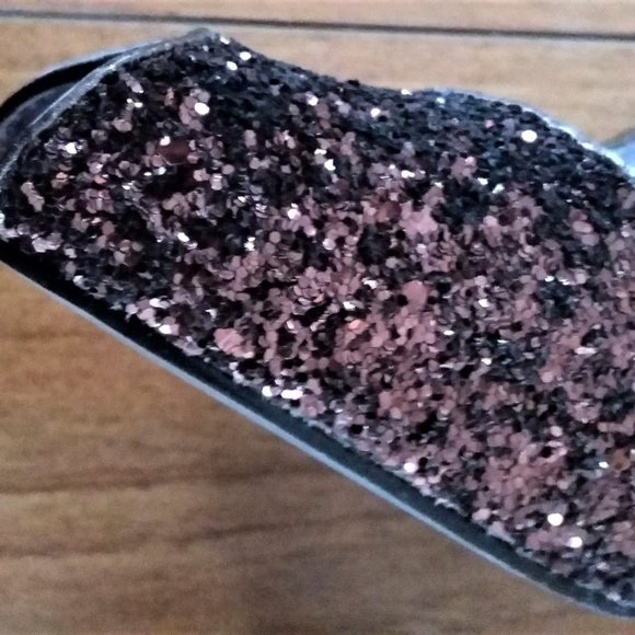 ELEGANT Brown Glitter Crystal Sequined / Satin Jeweled Shoes with bows - Picture 5 of 9